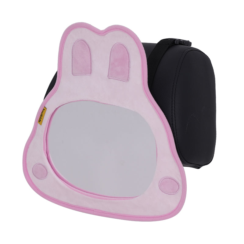 Jovikids Rabbit car seat mirror in pink, front view