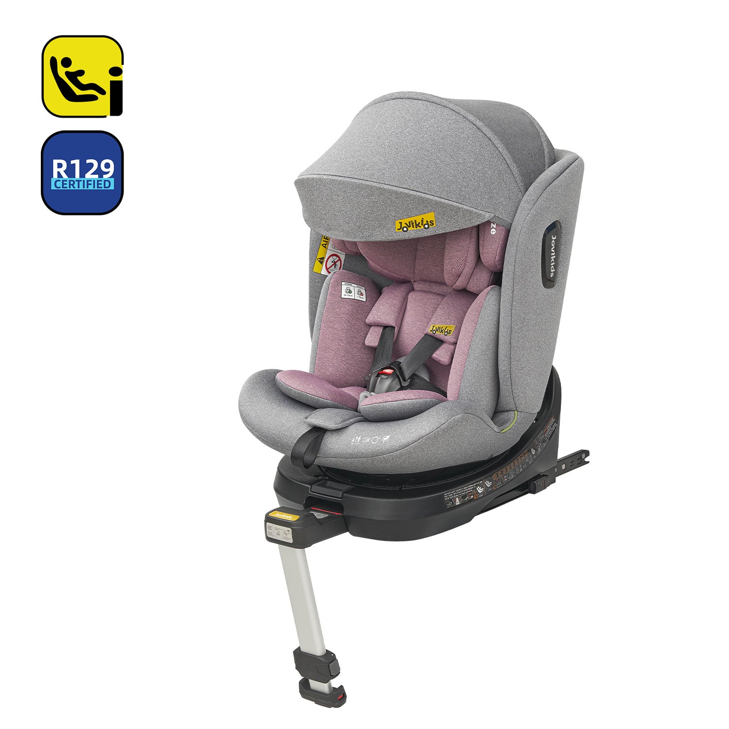 Jovikids Ranger 360° Swivel i-Size Car Seat 40-150cm in Pink